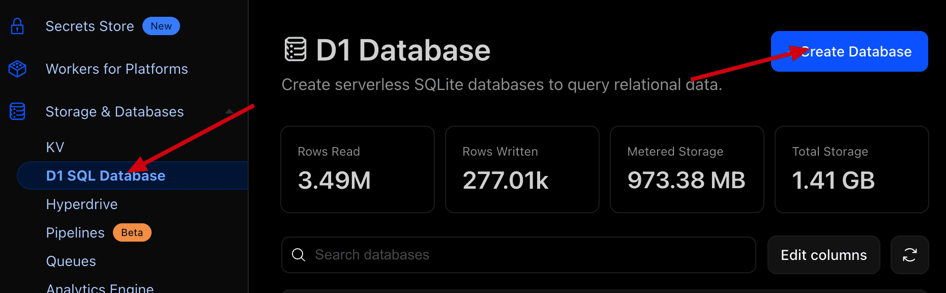 在 Cloudflare 创建 D1 数据库